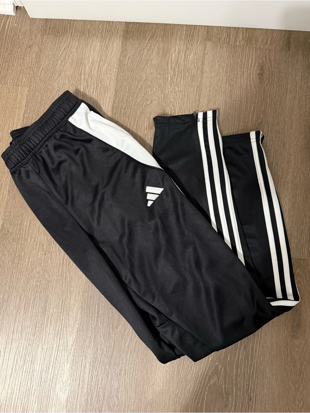 adidas Black and White Kids Joggers with Signature Stripes